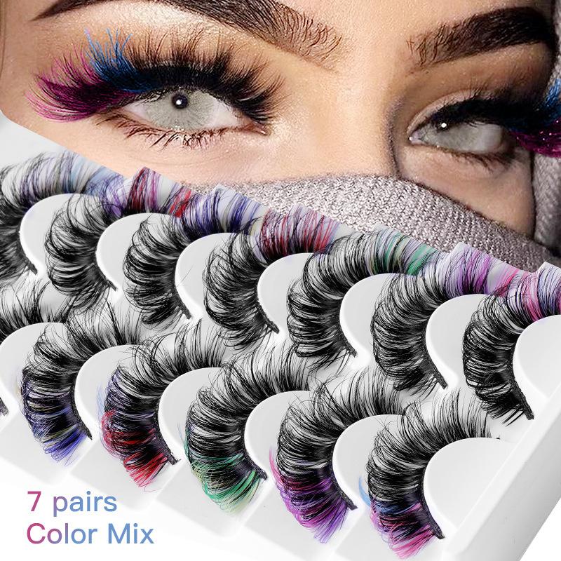 Eyelash Extension Russian Volume - 7 Pairs Colorful False Eyelashes 3D