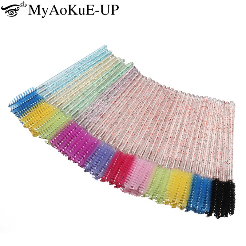 Eyelash Extension Guide - 100/200pcs Crystal Eyelash Makeup Brush Eyelashes