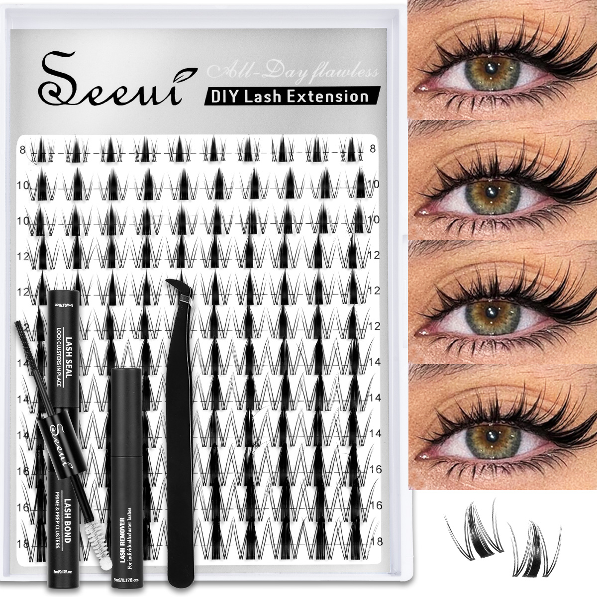 Eyelash Extension Glue Remover - Lash Clusters Kit Thick Curl Eyelash