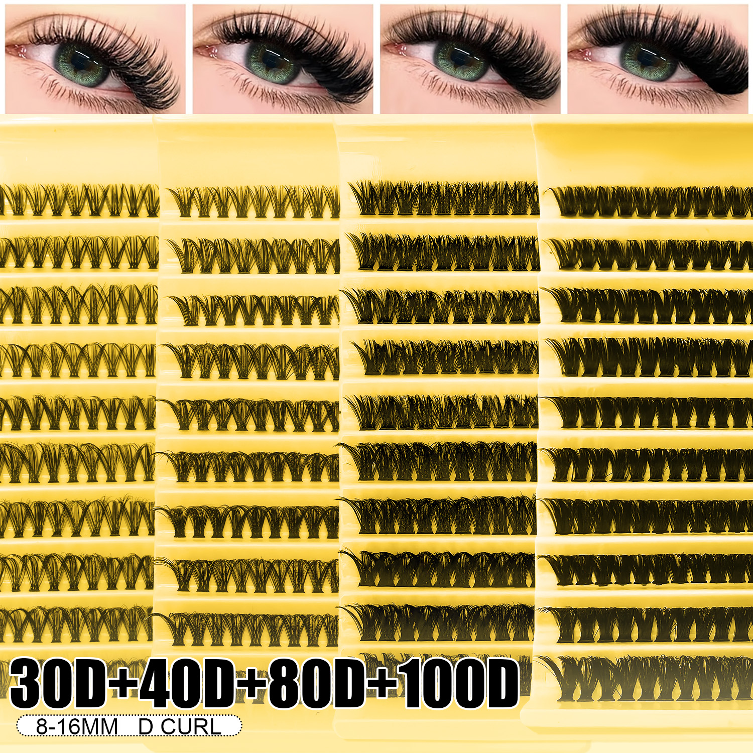 Eyelash Extension Volume - DIY Lash Clusters Kit - 30D/40D/80D/100D