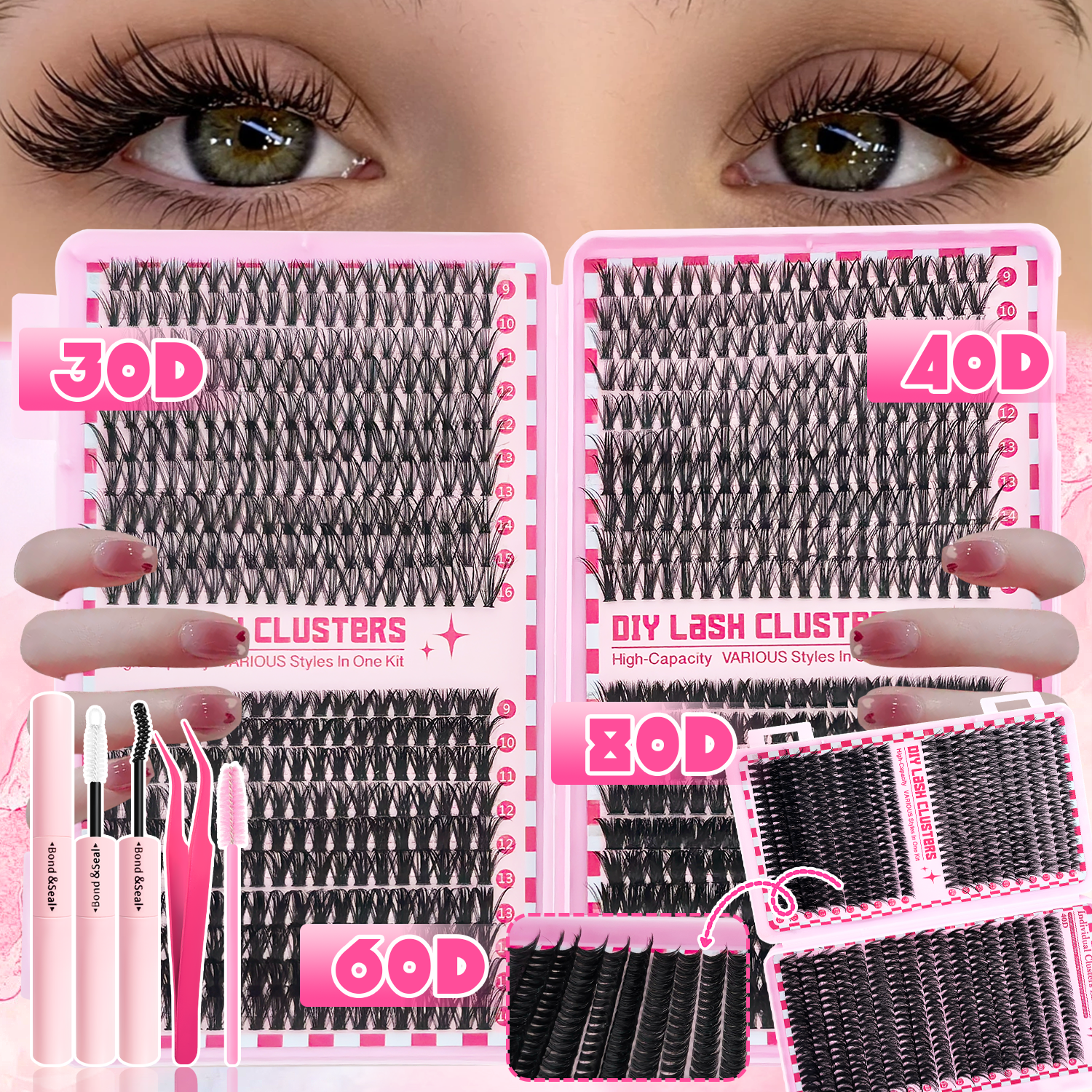 740/800PCS Eyelash Cluster Kit - Eyelash Extension Or Extensions 评论和价格