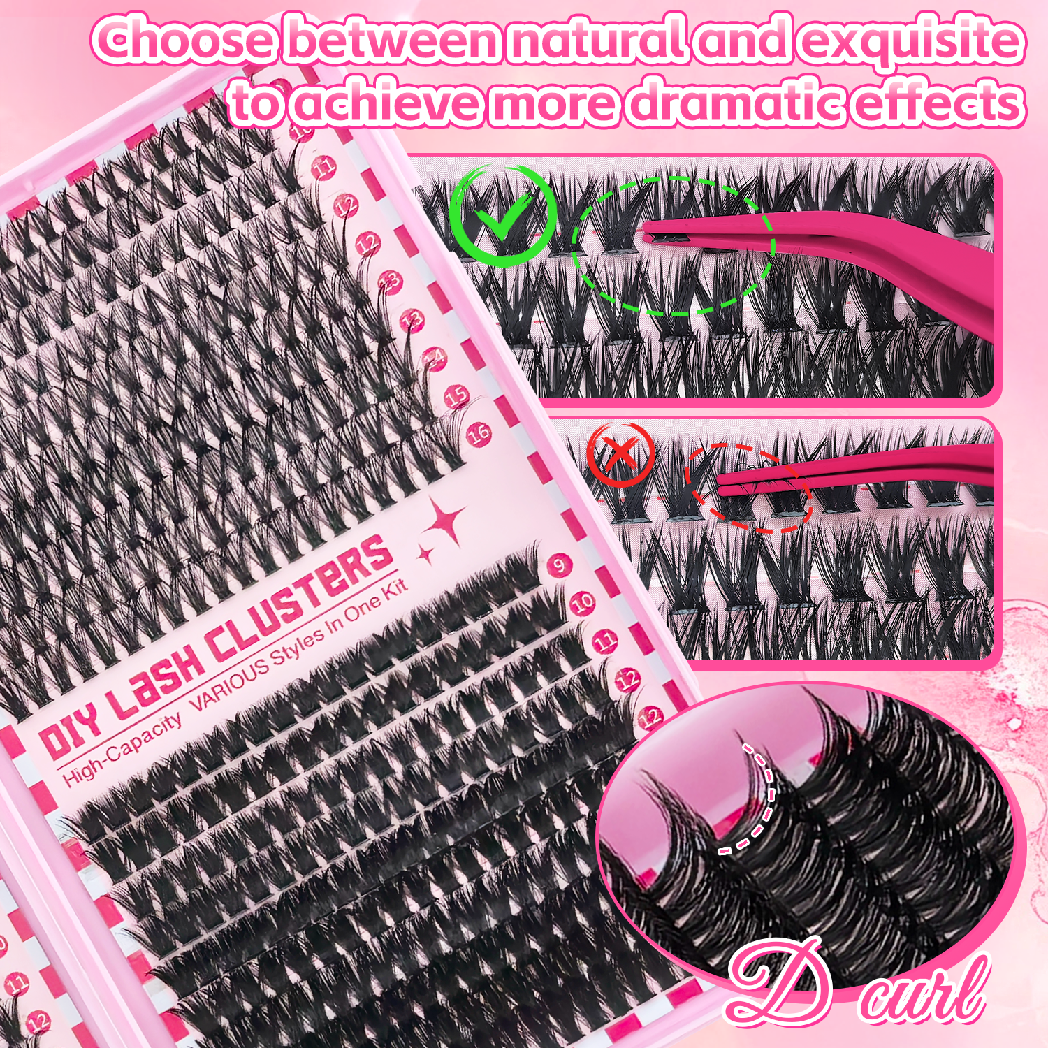 740/800PCS Eyelash Cluster Kit - Eyelash Extension Or Extensions 评论和价格