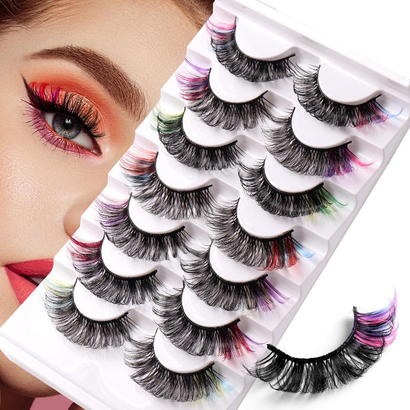 7 Pairs Colorful False Eyelash - Eyelash Extension Russian Volume 评论和价格