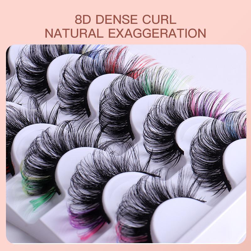 7 Pairs Colorful False Eyelash - Eyelash Extension Russian Volume 评论和价格