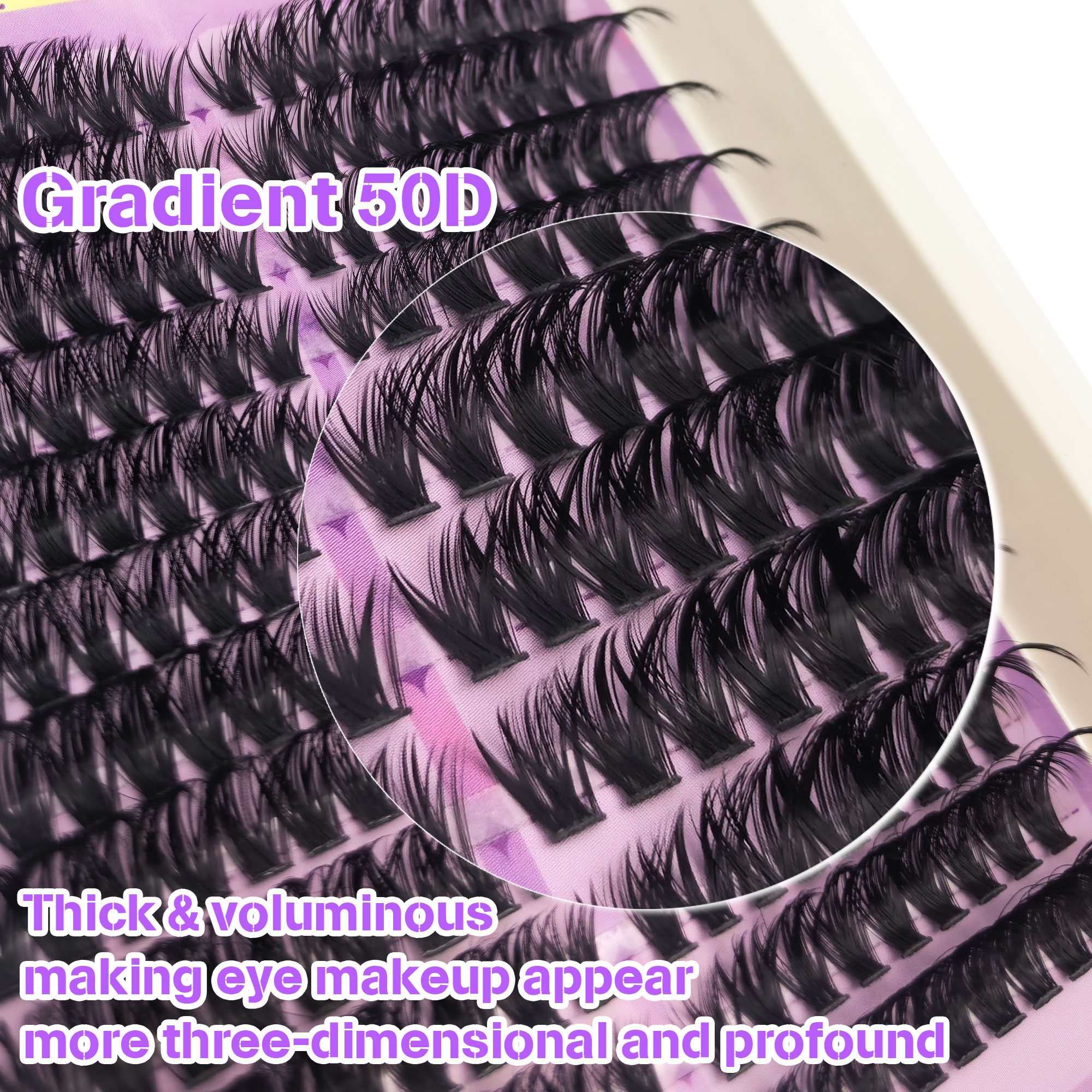 216-Cluster Curled & Thick 3 D - Eyelash Extension Volume 评论和价格
