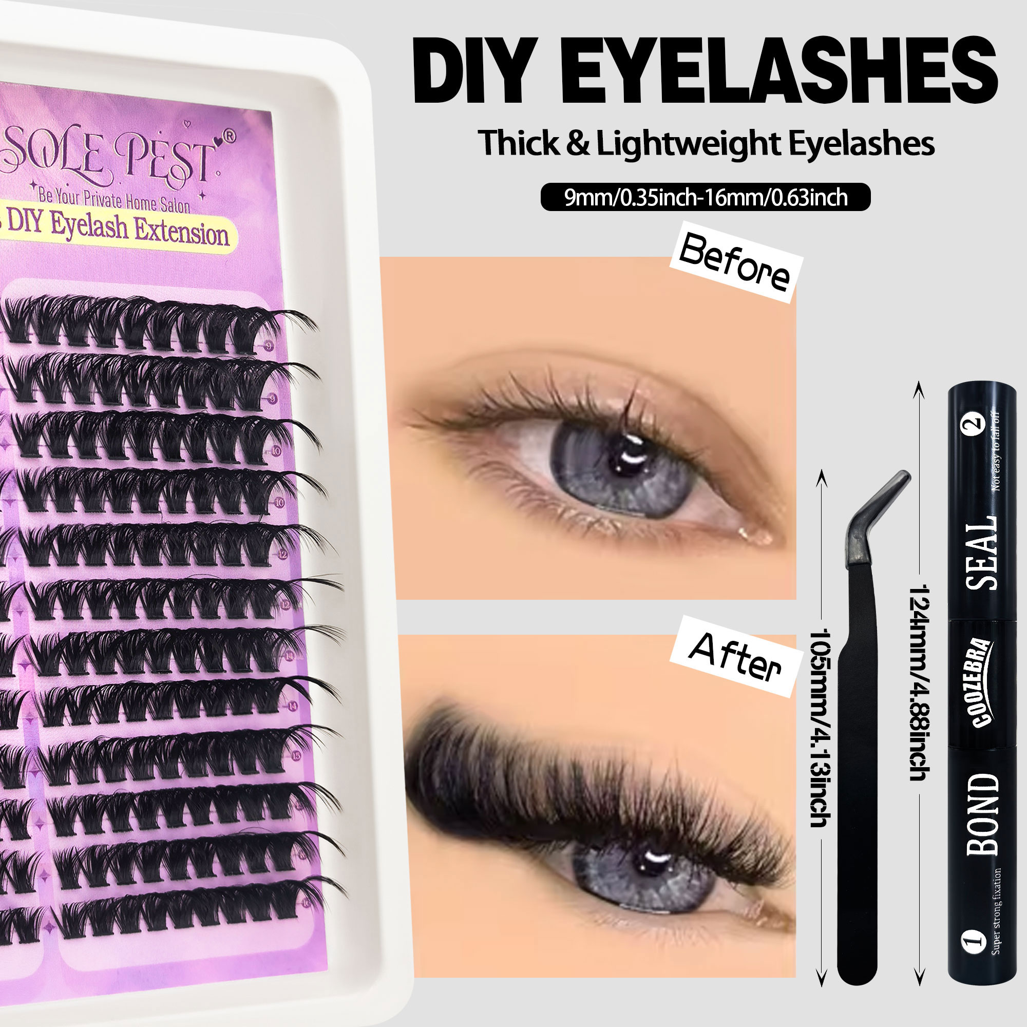 216-Cluster Curled & Thick 3 D - Eyelash Extension Volume 评论和价格