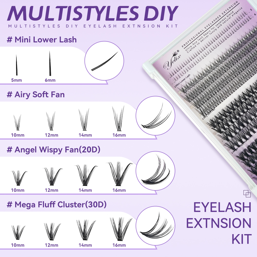 Yelix DIY Clusters Lashes Big  - Eyelash Extension Volume 评论和价格