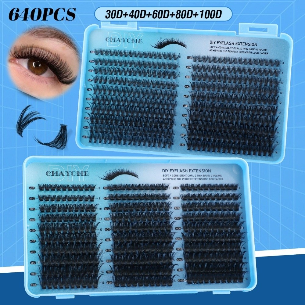 640Pcs 8-16mm Length False Eye - Eyelash Extension Volume 评论和价格