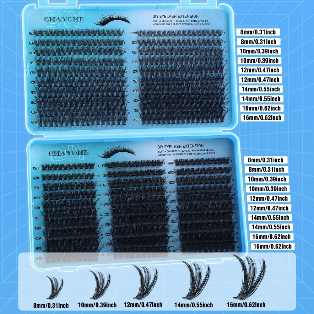 640Pcs 8-16mm Length False Eye - Eyelash Extension Volume 评论和价格