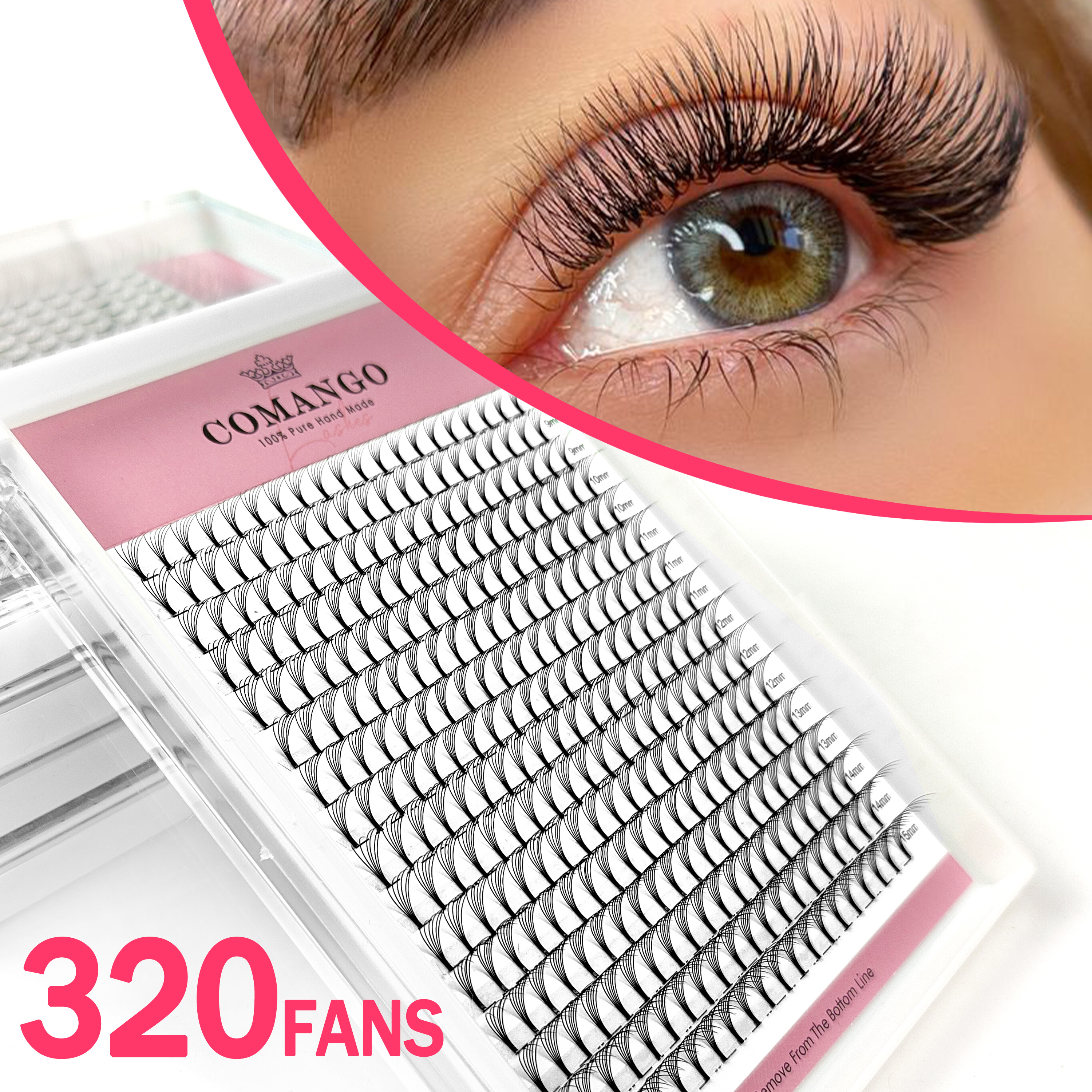 CoMango 320pcs Short Stem Prem - Eyelash Extension Russian Volume 评论和价格