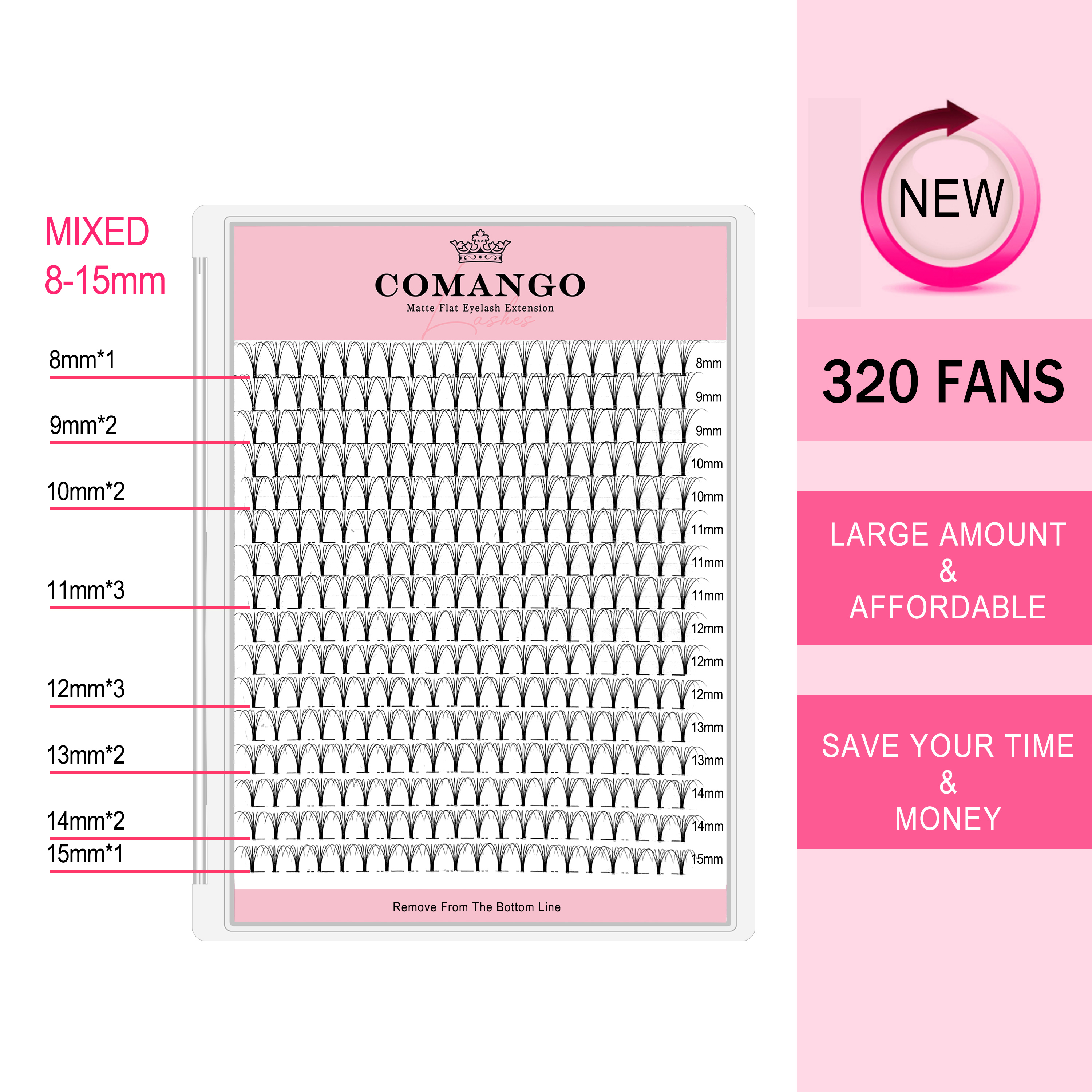 CoMango 320pcs Short Stem Prem - Eyelash Extension Russian Volume 评论和价格