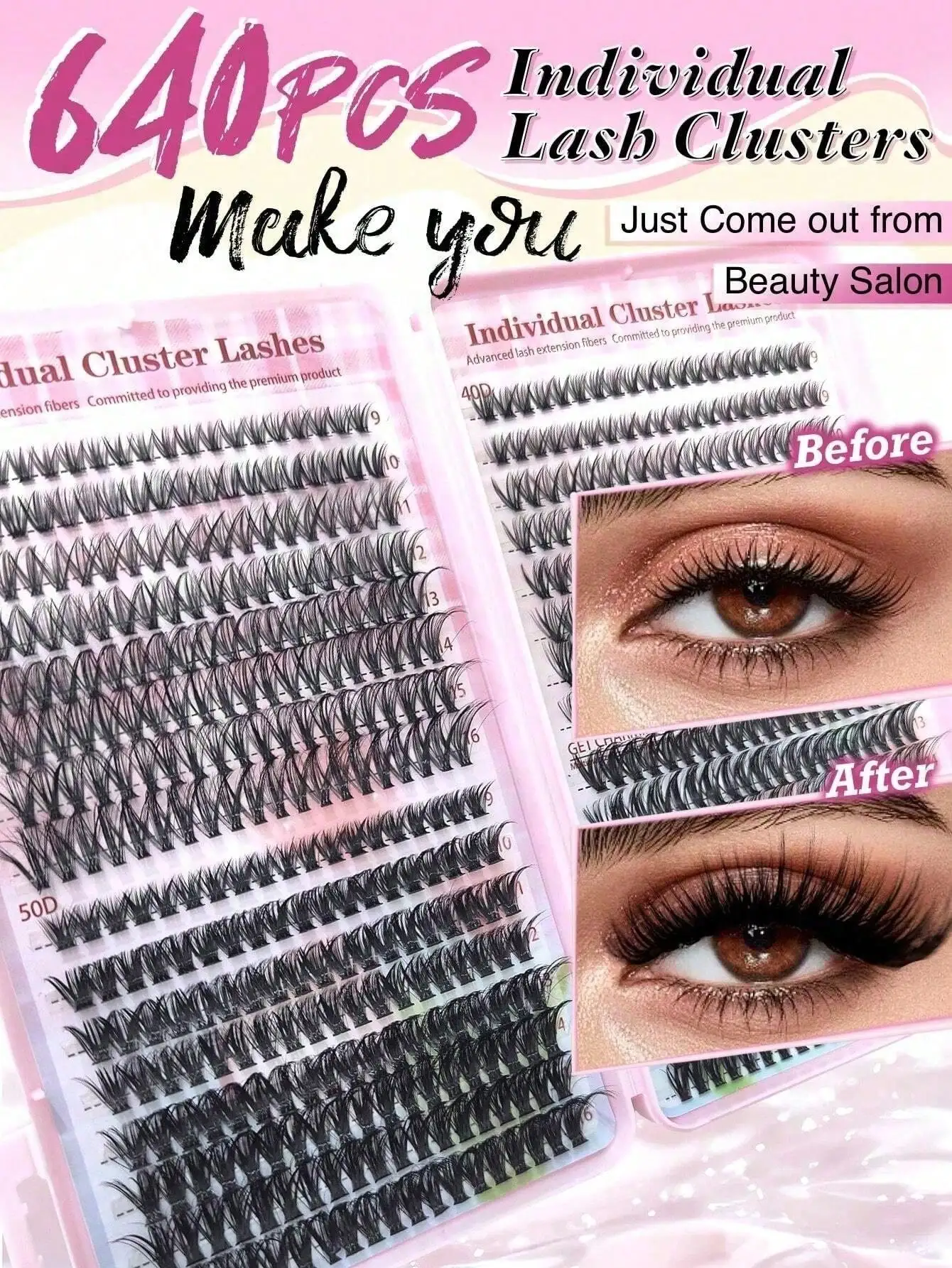 640Pcs Lash Clusters Kit 30D+4 - Eyelash Extension Volume 评论和价格
