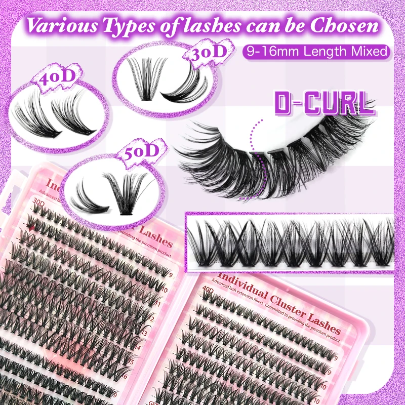 640Pcs Lash Clusters Kit 30D+4 - Eyelash Extension Volume 评论和价格