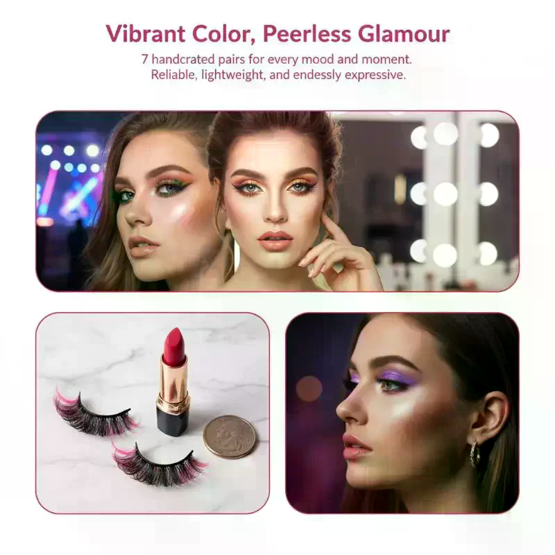 7 Pairs Colorful False Eyelash - Eyelash Extension Volume 评论和价格