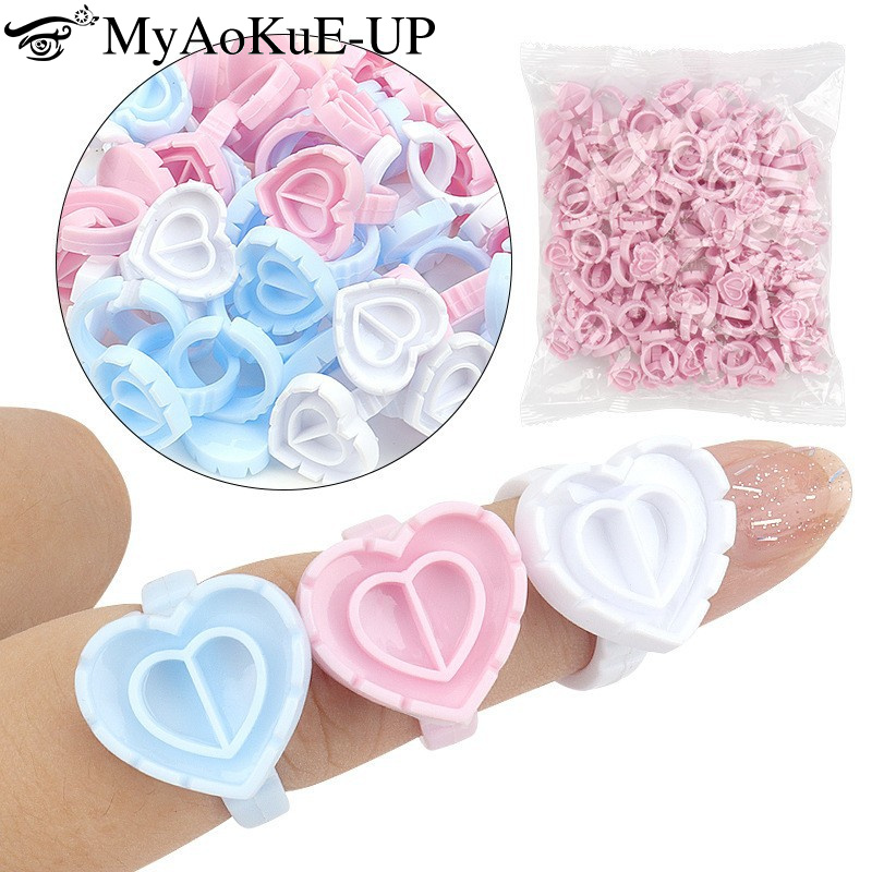 100Pcs Disposable Glue Ring Ho - Eyelash Extension Guide 评论和价格
