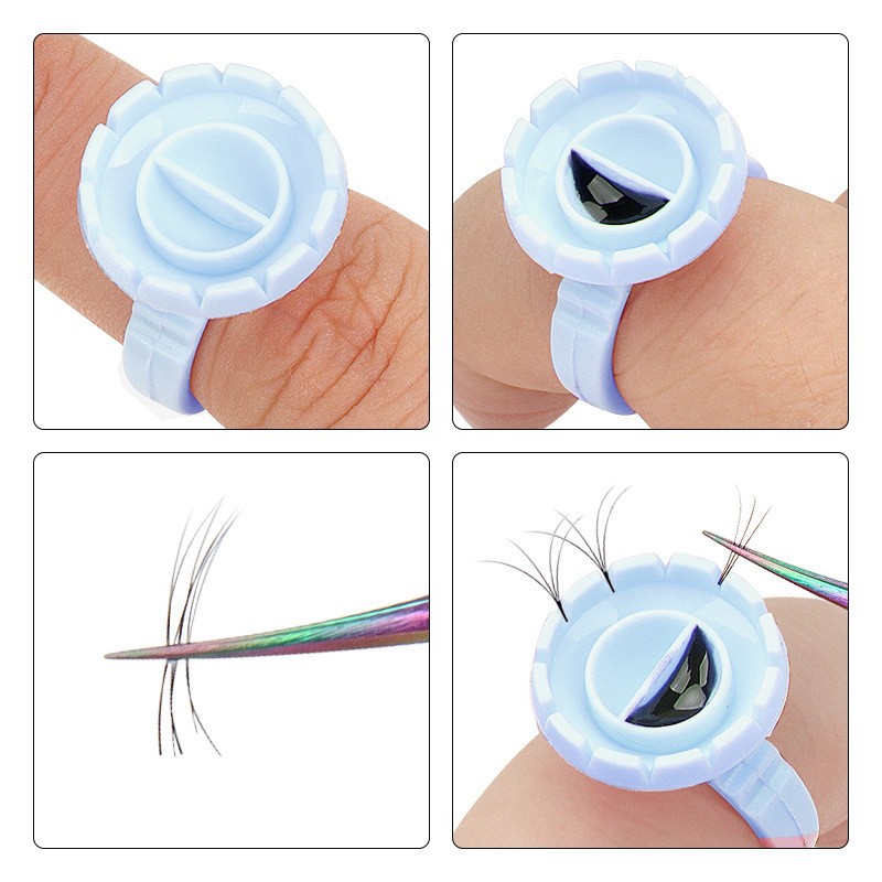 100Pcs Disposable Glue Ring Ho - Eyelash Extension Guide 评论和价格