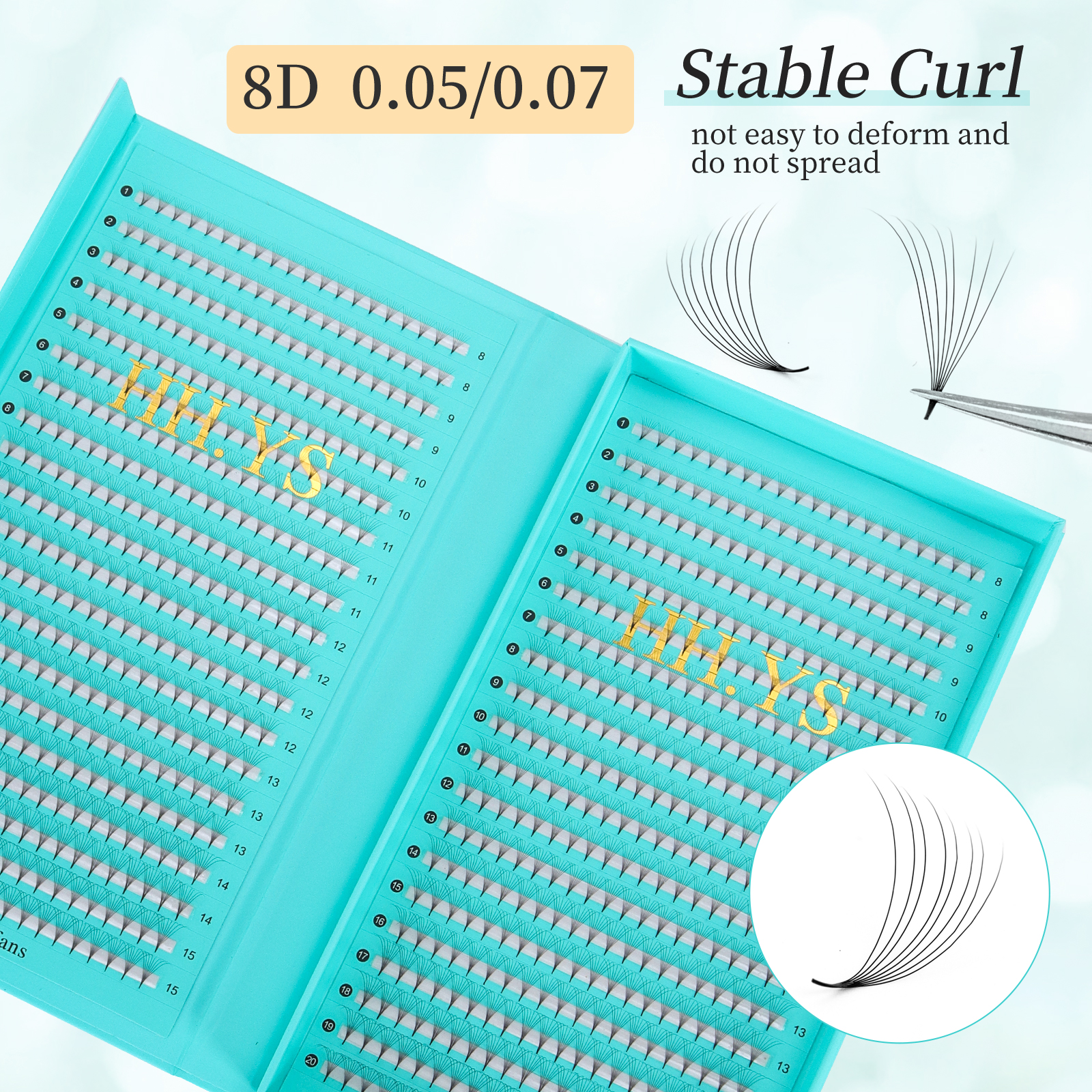 800 Fans 8D 0.05/0.07 Roots Sl - Eyelash Extension Medium 评论和价格