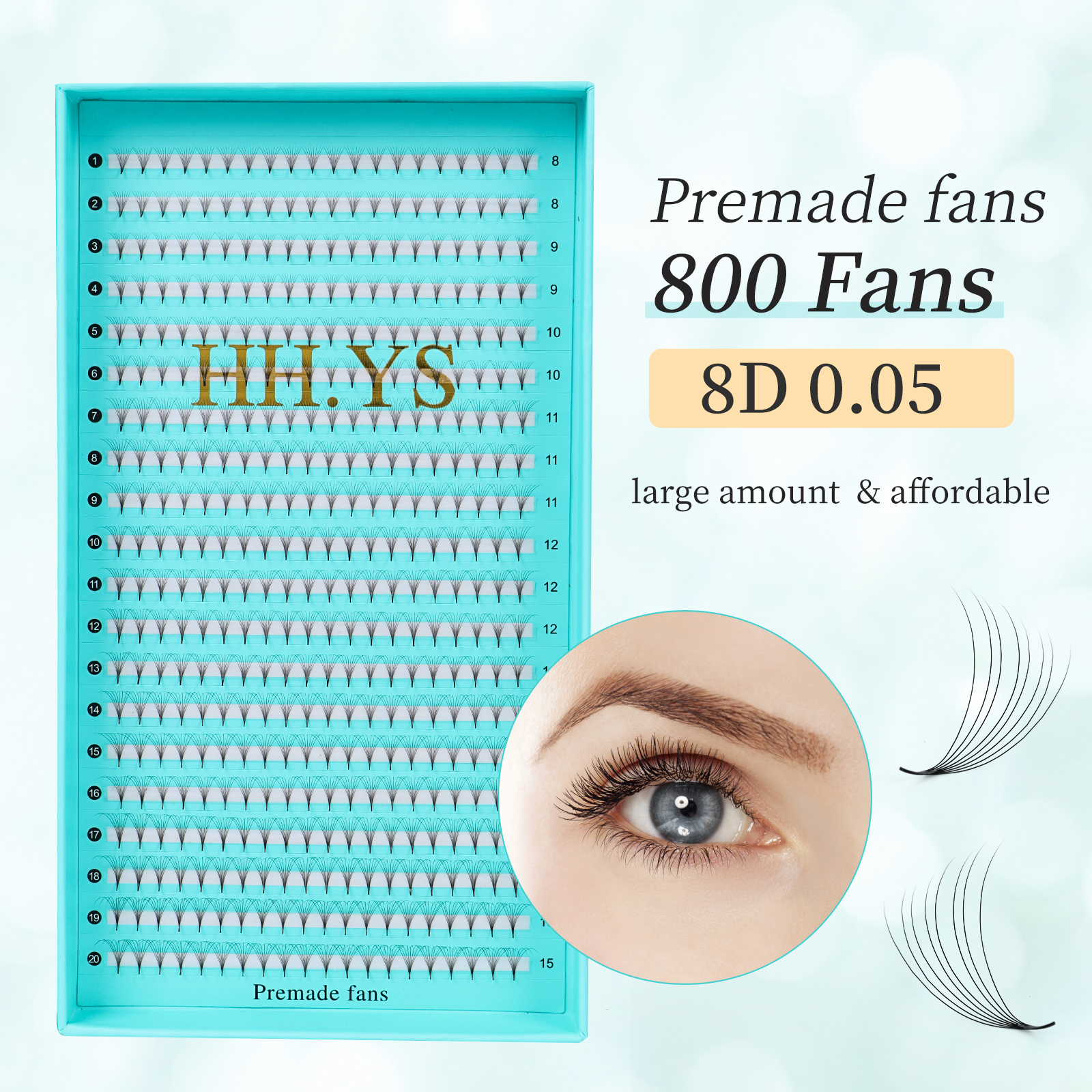 800 Fans 8D 0.05/0.07 Roots Sl - Eyelash Extension Medium 评论和价格
