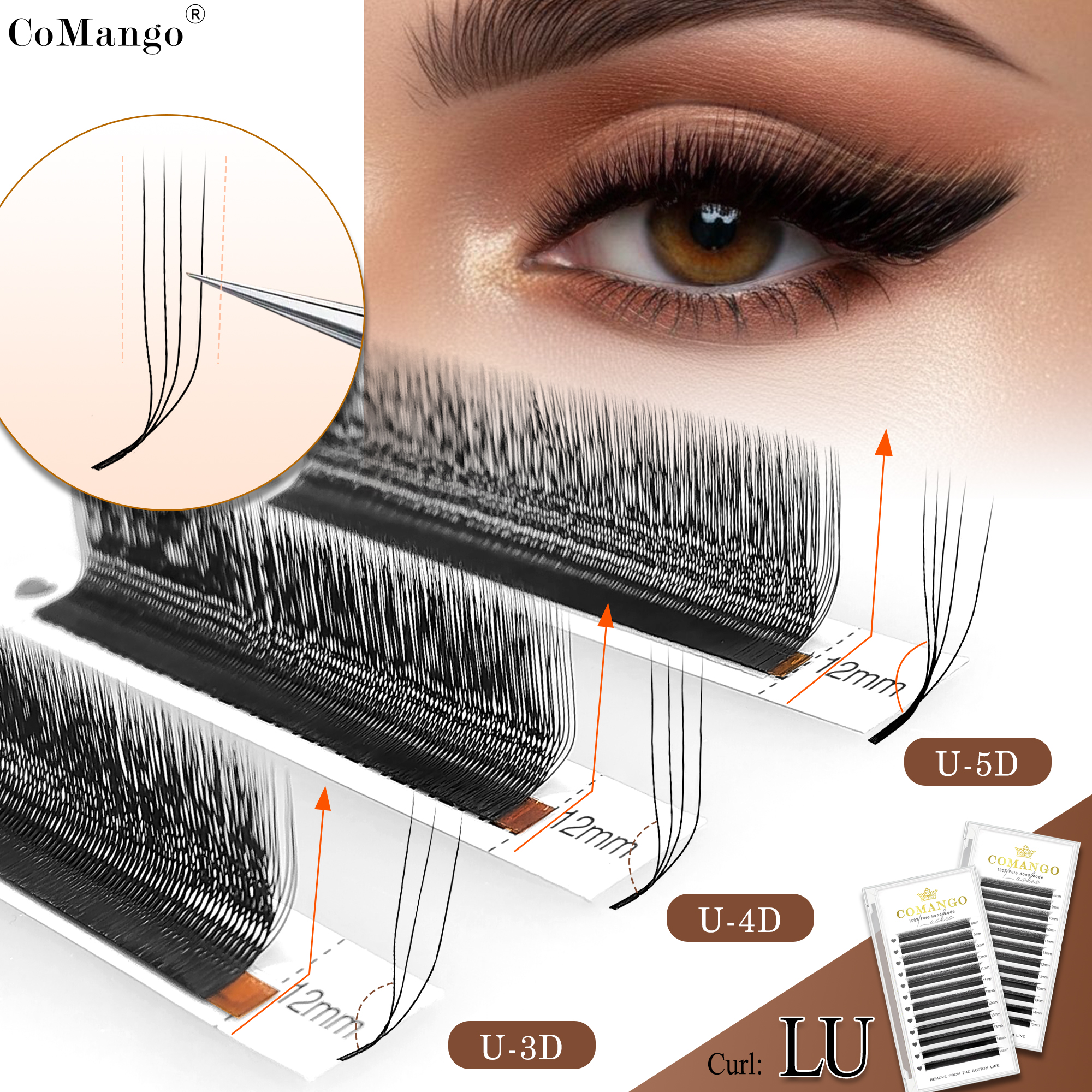 CoMango 3D 4D 5D U Shaped LU C - Eyelash Extension Yelix 评论和价格