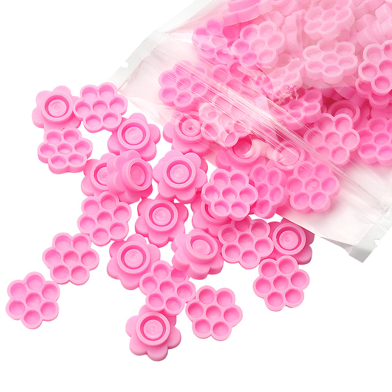 100 Pcs Pink Flower Glue Delay - Eyelash Extension Guide 评论和价格