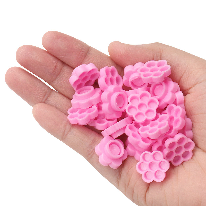 100 Pcs Pink Flower Glue Delay - Eyelash Extension Guide 评论和价格