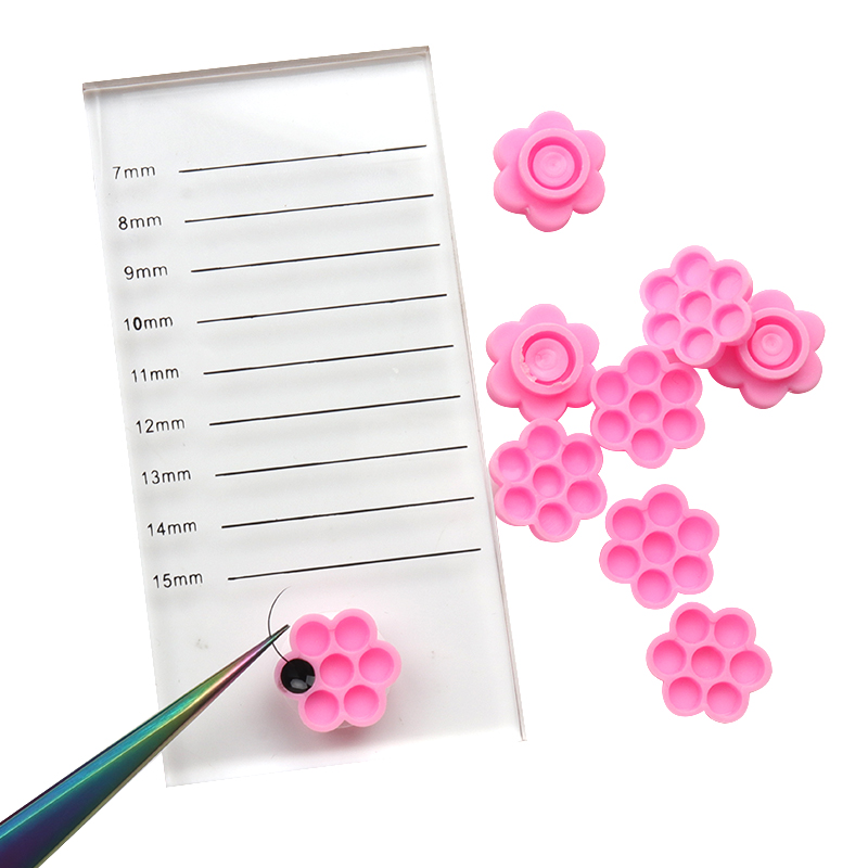 100 Pcs Pink Flower Glue Delay - Eyelash Extension Guide 评论和价格
