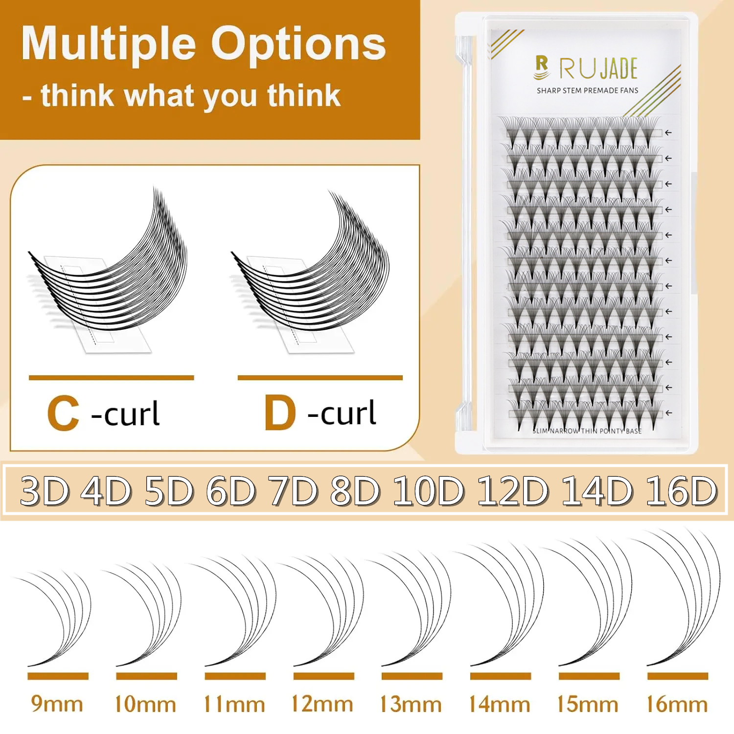 RUJADE Pointy Narrow Base Prem - Eyelash Extension Russian Volume 评论和价格