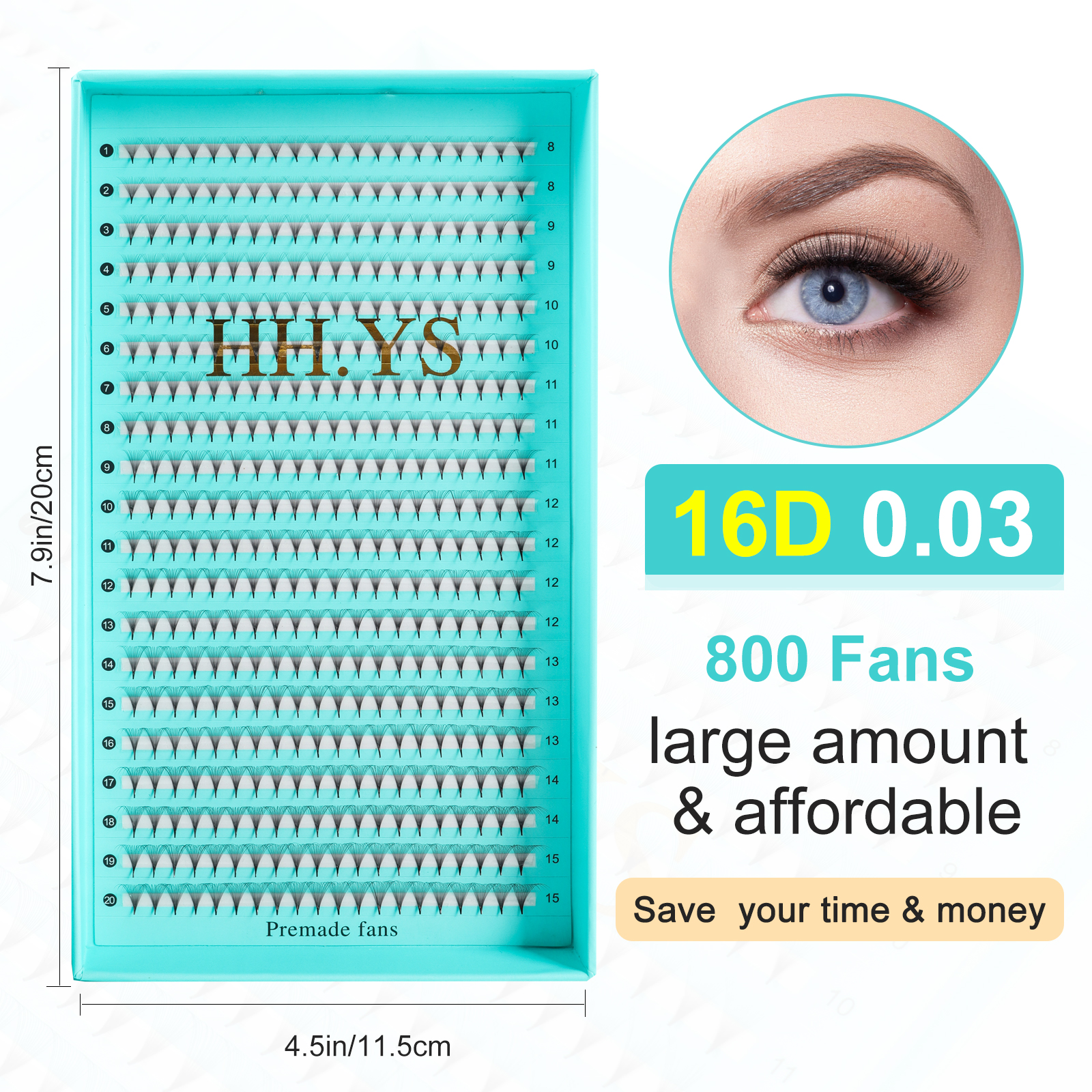 800 Fans 16D 0.03 Thin Roots S - Eyelash Extension Medium 评论和价格