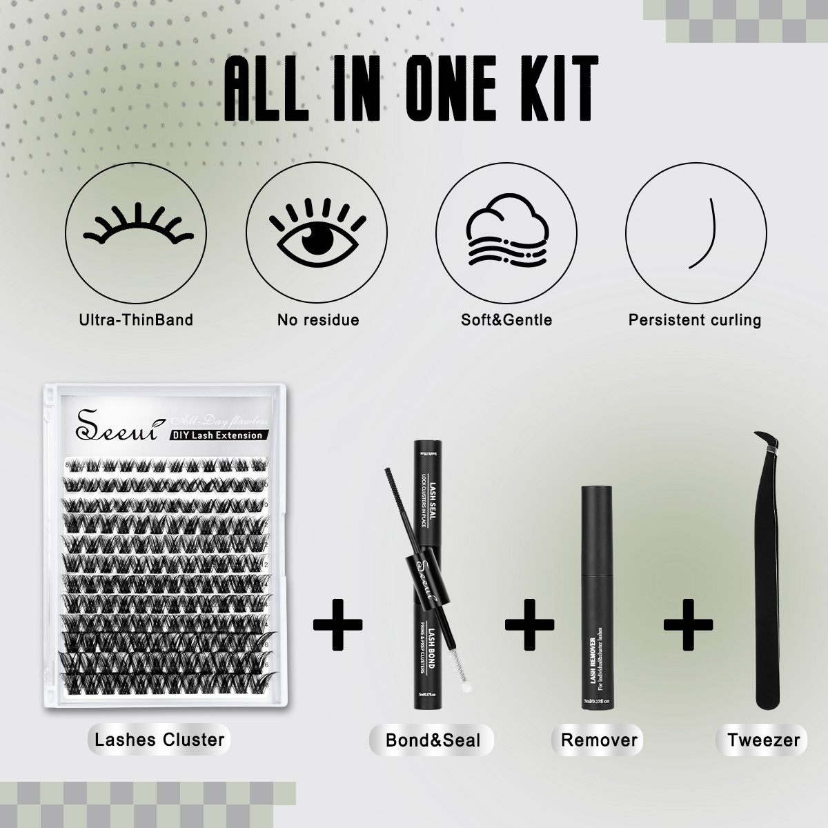 Lash Clusters Kit Thick Curl E - Eyelash Extension Glue Remover 评论和价格