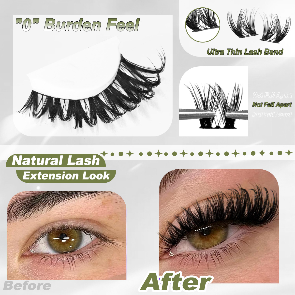 Lash Clusters Kit Thick Curl E - Eyelash Extension Glue Remover 评论和价格