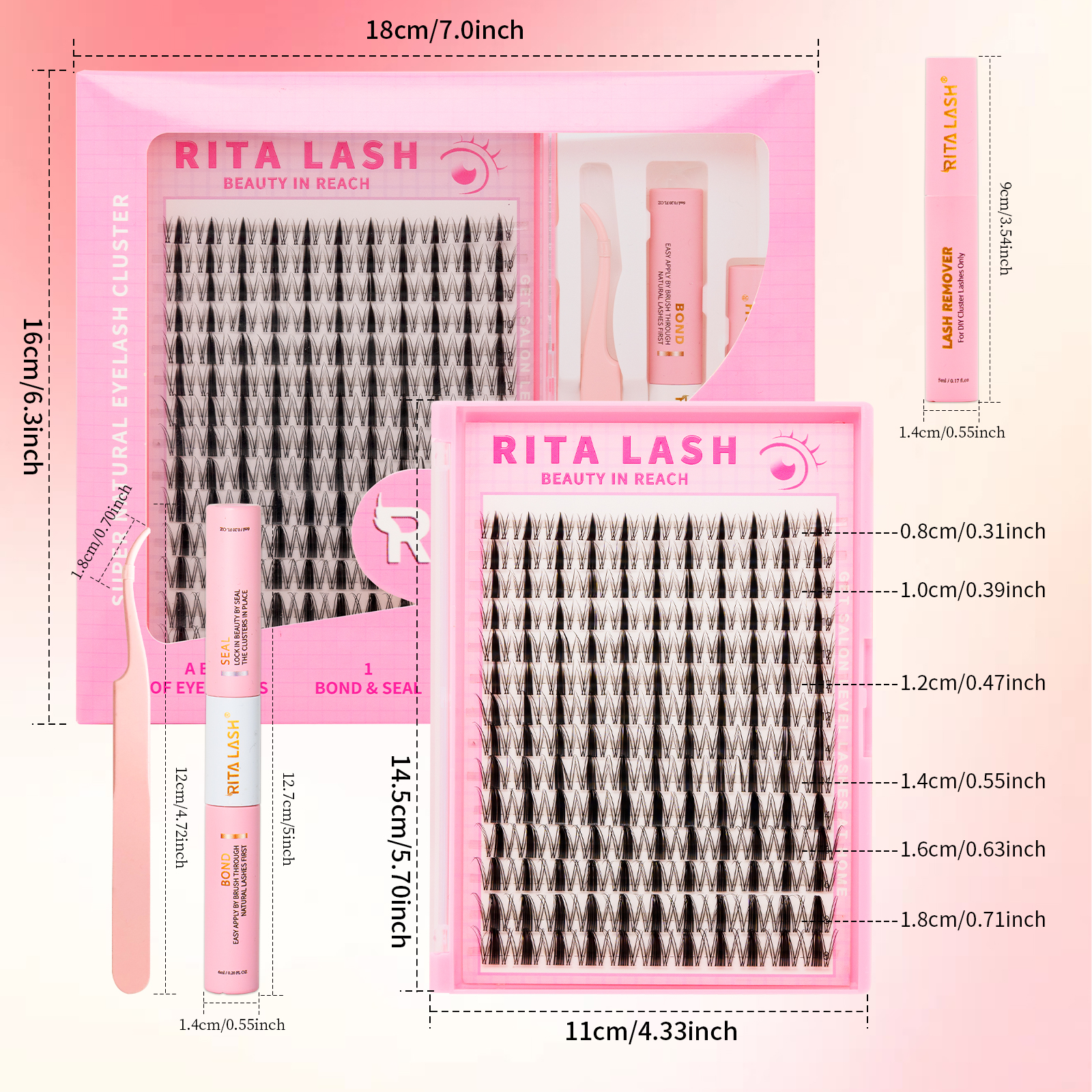 RITALASH 154pcs D Curl Cluster - Eyelash Extension Volume 评论和价格