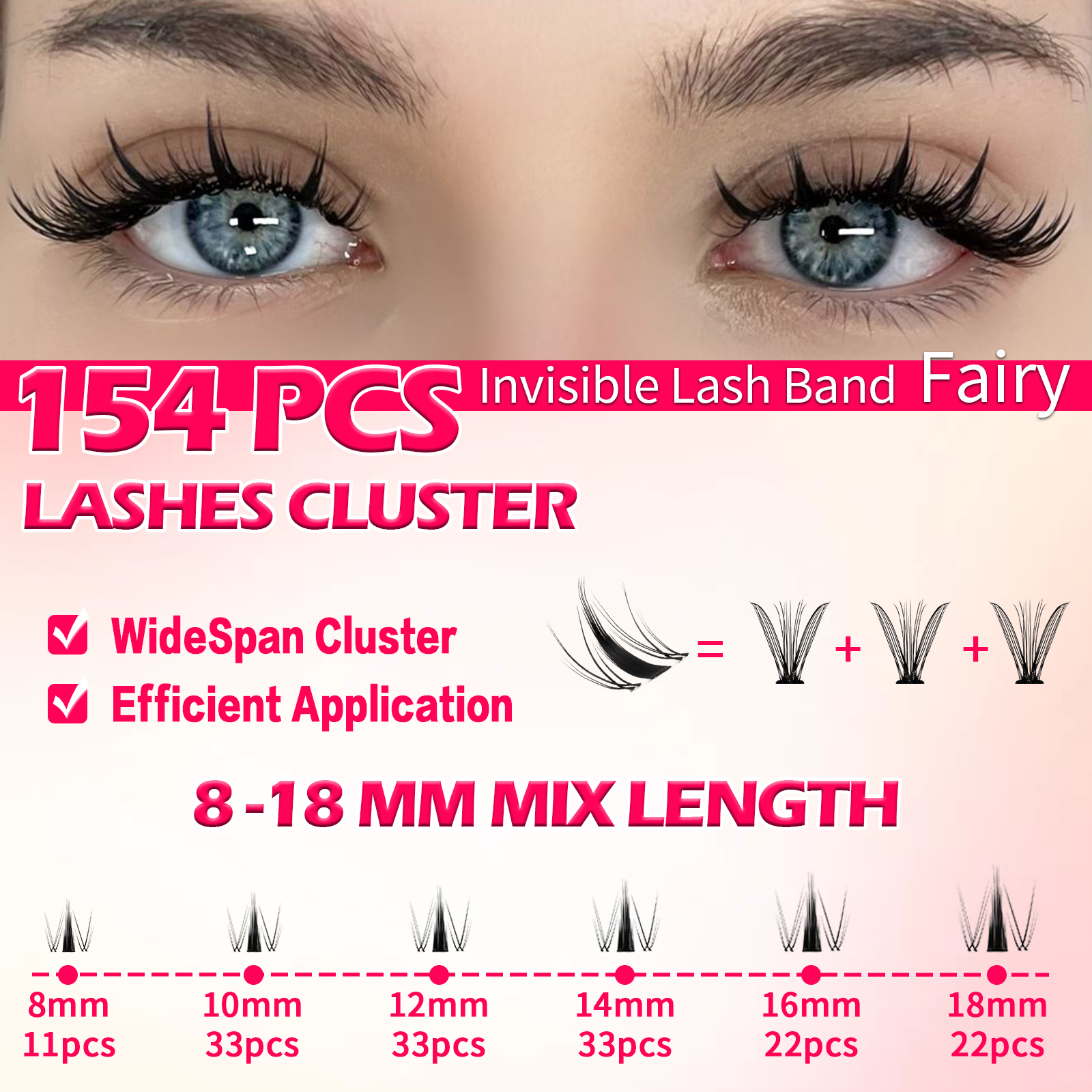 RITALASH 154pcs D Curl Cluster - Eyelash Extension Volume 评论和价格